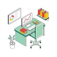 Pc table isometric Style Illustration. EPS 10 file vector
