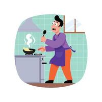 Checking Boiling Pot illustration. EPS 10 File vector