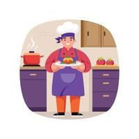 Chef Preparing Salad illustration. EPS 10 File vector