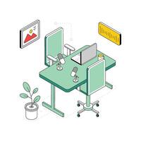Working Table isometric Style Illustration. EPS 10 file vector