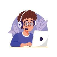 Using Head phones Illustration. EPS 10 File vector