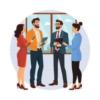 Business Team members Discussing Project illustration. EPS 10 file vector