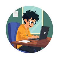 Man Doing Fast Typing illustration. EPS 10 file vector