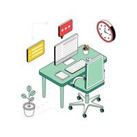 pc setup isometric Style Illustration. EPS 10 file vector