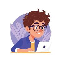 Using Laptop Illustration. EPS 10 File vector