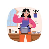 Adding salt in soup illustration. EPS 10 File vector