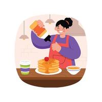 Pouring Syrup on Pancakes illustration. EPS 10 File vector