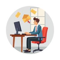 Man Facing Email Flood illustration. EPS 10 file vector