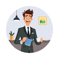 Man Addicted To Caffeine illustration. EPS 10 file vector