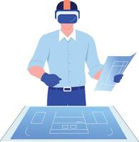 A flat style illustration showing virtual engineer vector
