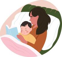 A flat style illustration showing bedtime story vector