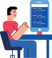 A flat style illustration showing application development vector