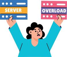 Flat style illustration depicting a moment of server overload vector