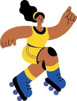 A flat style illustration showing a person skating vector