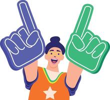A flat style illustration showing a person cheering vector