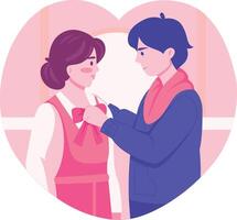 A flat style illustration showing couple caring each other vector