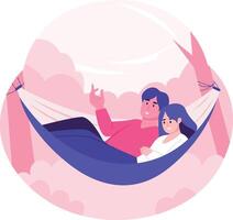 A flat style illustration showing a couple hammock vector