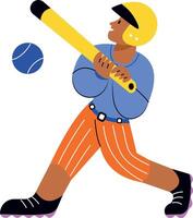 A flat style illustration showing a baseball player vector