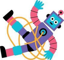 Flat style illustration depicting a robot failure vector