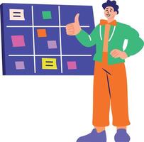 A person doing project planning, flat style illustration vector