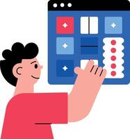 A character designing a web layout, flat illustration vector
