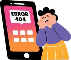 Flat style illustration showing a message of app error vector