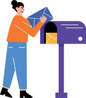 A character checking mailbox, flat style illustration vector