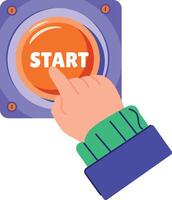 A hand pressing start button, flat style illustration vector