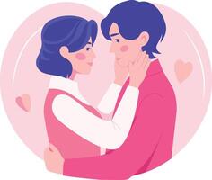A flat style illustration of soulmates embracing tenderly vector