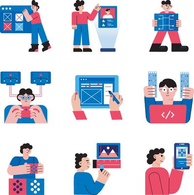 Pack of Software Experts Flat Illustrations