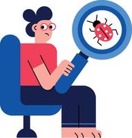 A character find bug, flat style illustration vector