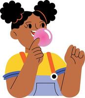 A flat style illustration showing a person blowing gum vector