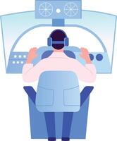 A flat style illustration showing flight simulation vector