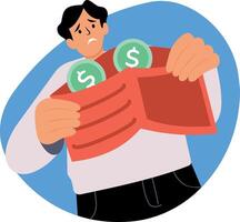 A character having a low budget, flat style illustration vector