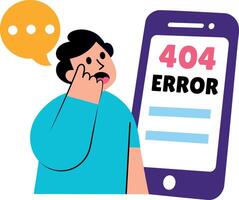 Flat style illustration showing a mobile error notification vector