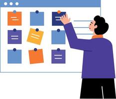 A flat style illustration showing employee planning vector