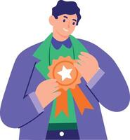 A flat style illustration showing a winner vector