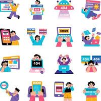 Set of Flat Style 404 Error Illustrations vector