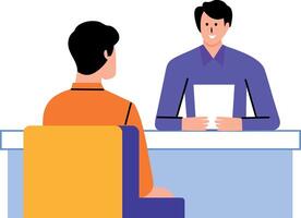 A flat style illustration showing a job interview vector