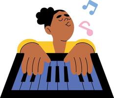 A flat style illustration showing a person playing piano vector