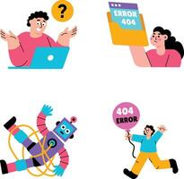 Pack of Flat Style Problem Illustrations vector