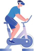 A flat style illustration showing a person doing vr exercise vector