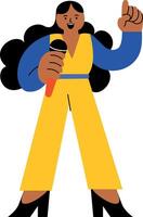 A flat style illustration showing a person doing speech vector