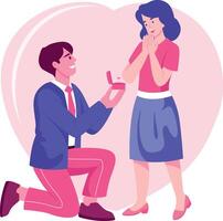 A flat style illustration showing a love confession vector