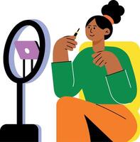 A flat style illustration showing a person vlogging vector