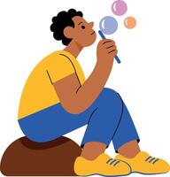 A flat style illustration showing a person blowing bubbles vector