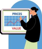 A flat style illustration showing price value vector