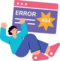Flat style illustration depicting a sudden browser crash vector