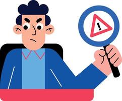 A character doing threat detection, flat illustration vector