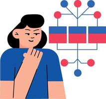 A character doing map mapping, flat style illustration vector